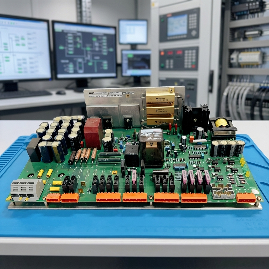  ABB KUC720AE01 industrial control module full unit with labeling and product identification 